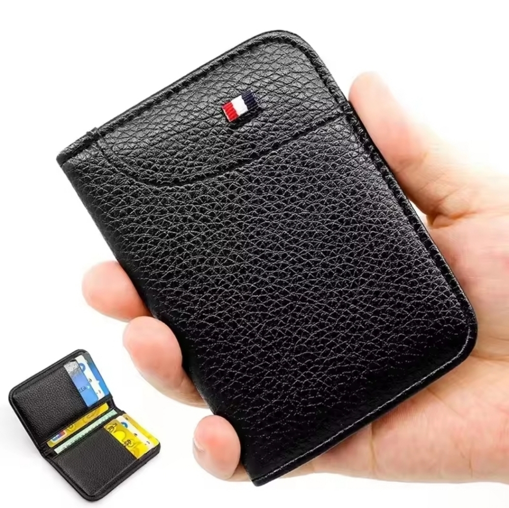 NEW Men's Slim Black PU Leather Wallet